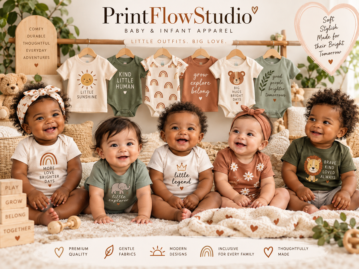 PrintFlowStudio baby and infant apparel collection