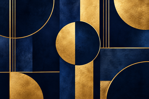 Abstract Navy & Gold Geometric Wall Art | Premium Physical Print