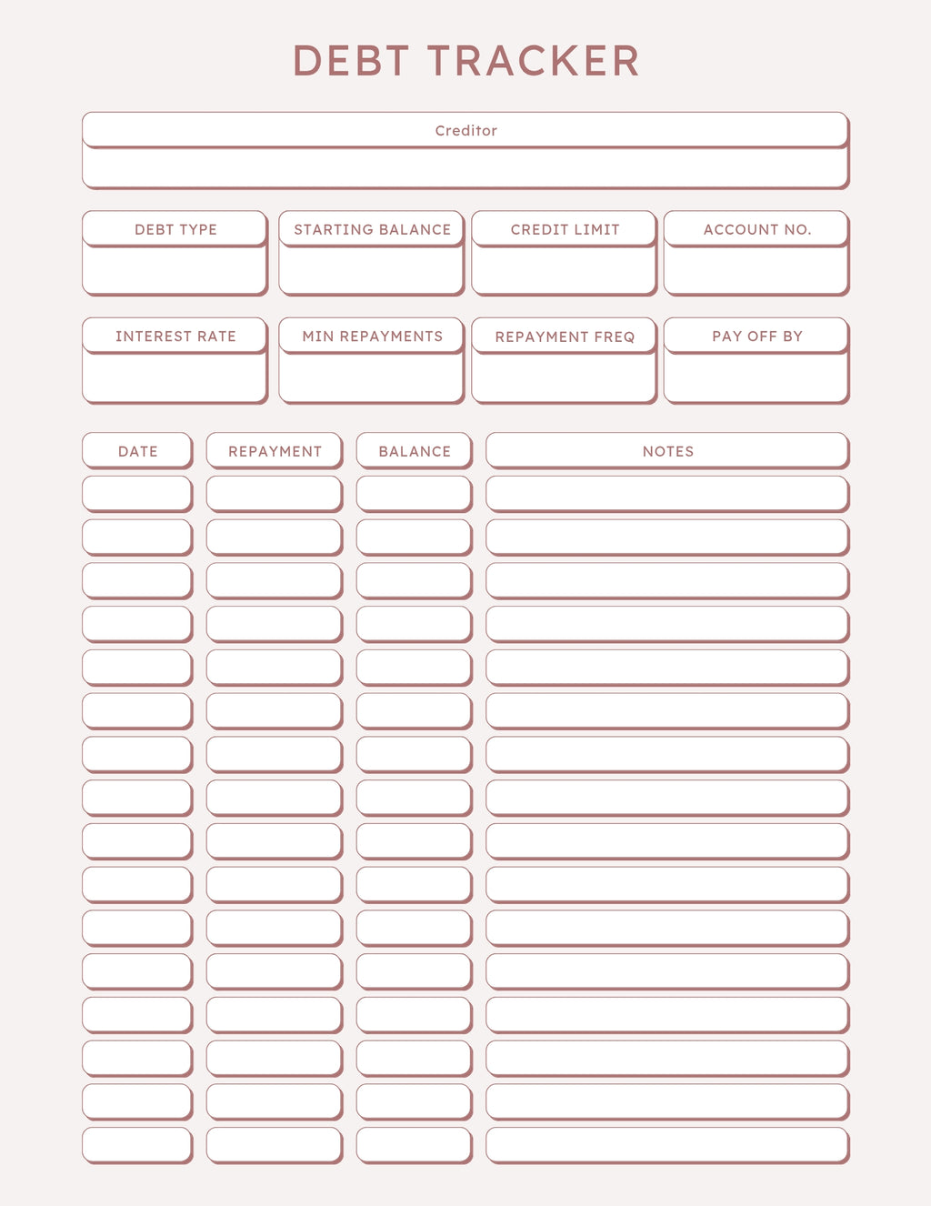 Debt Payoffs Planner