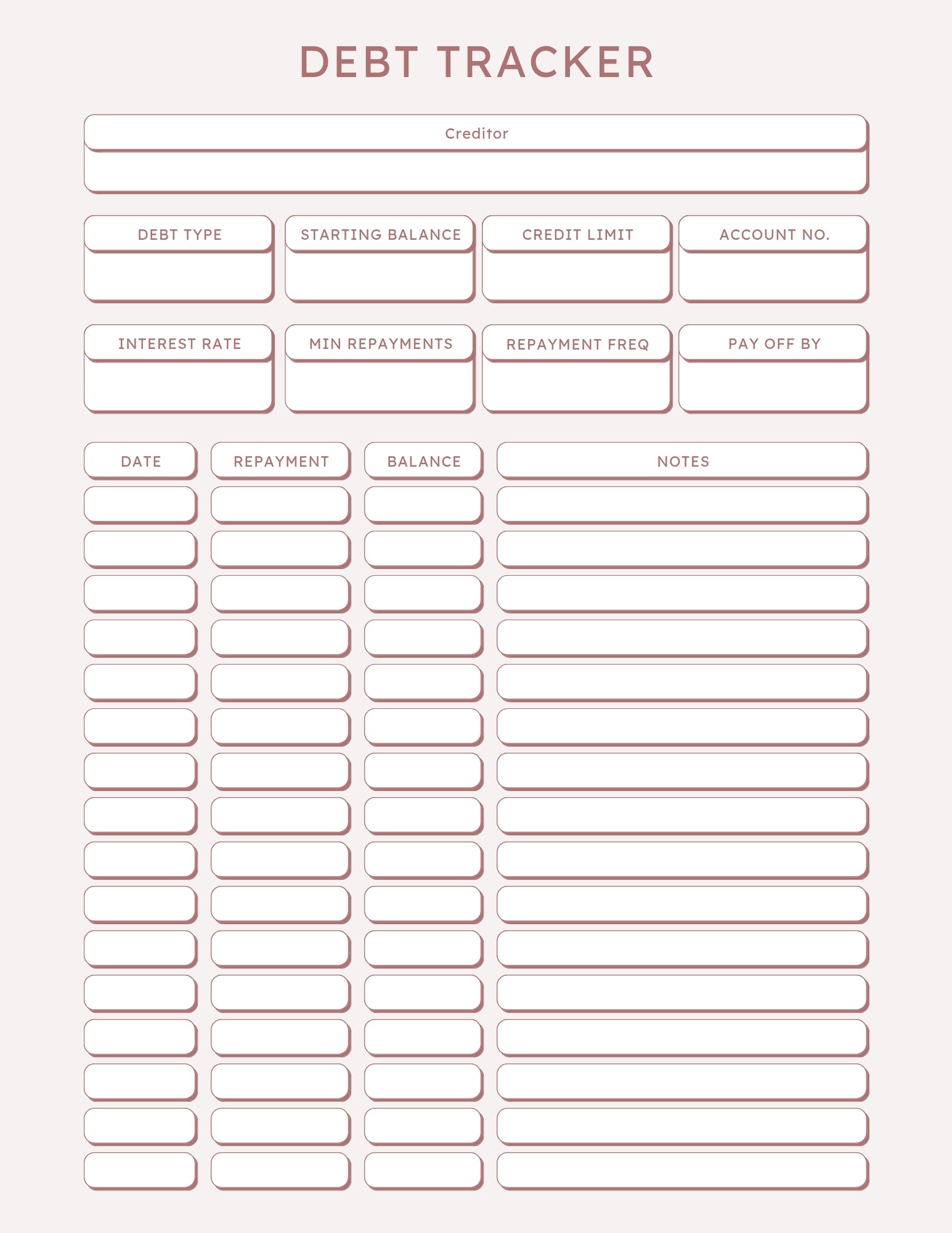 Debt Payoffs Planner