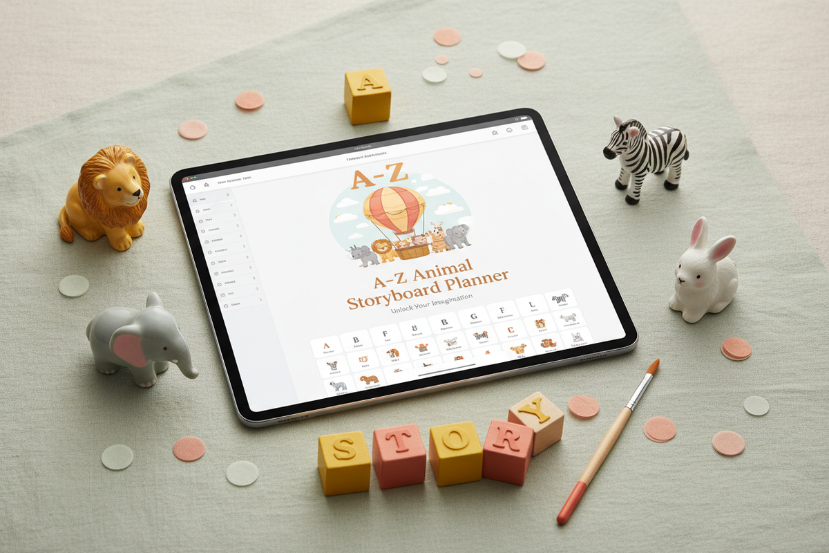 A-Z Animal Storyboard Planner Mockup