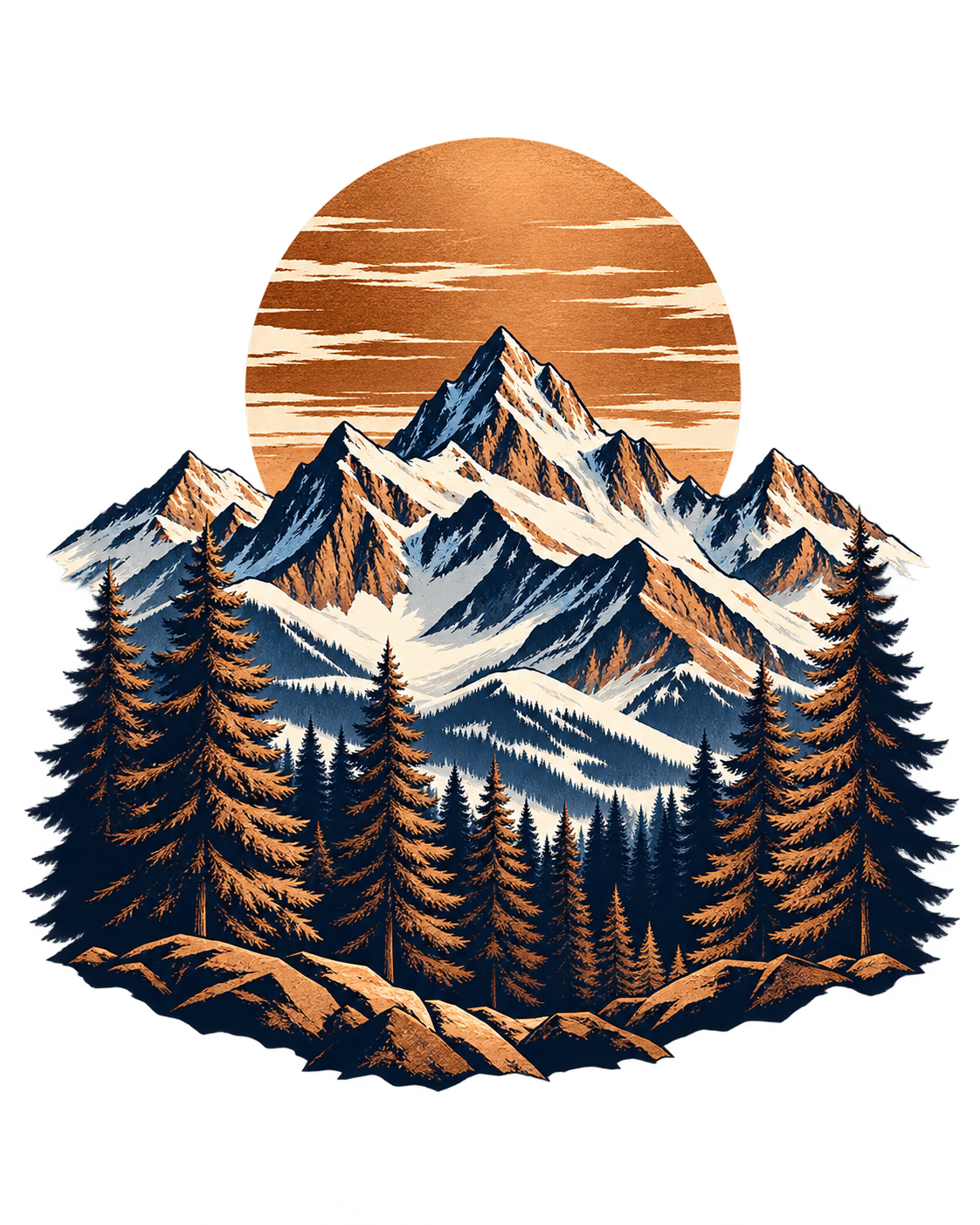 PrintFlowStudio Mountain View men's graphic T-shirt artwork