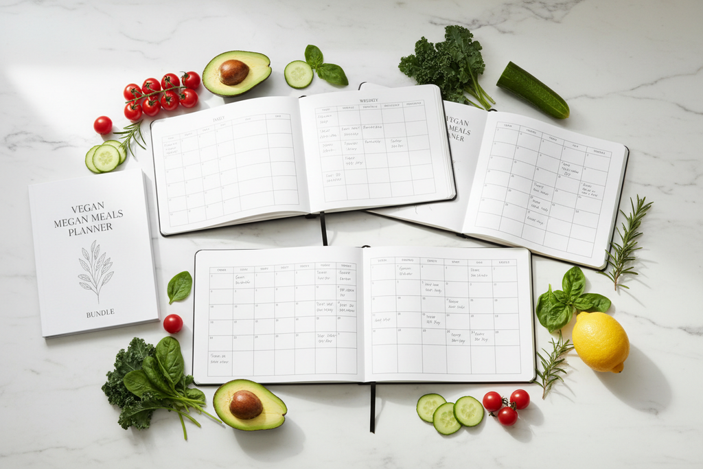 Daily Weekly Monthly Vegan Meals Planners Bundle