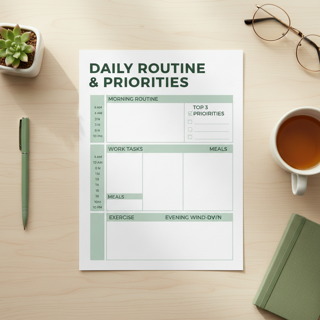 Daily Routine Table printable digital template