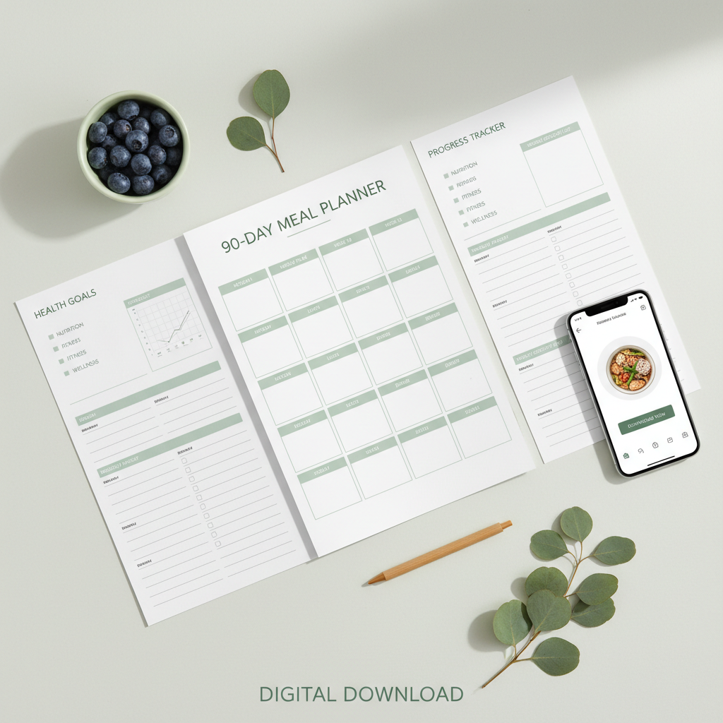 90 Days Meal Planner printable digital template