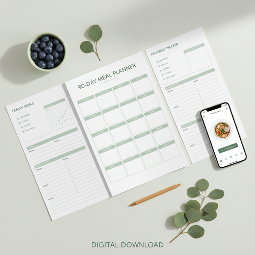 90 Days Meal Planner printable digital template