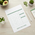 Monthly Meal Planner printable digital template