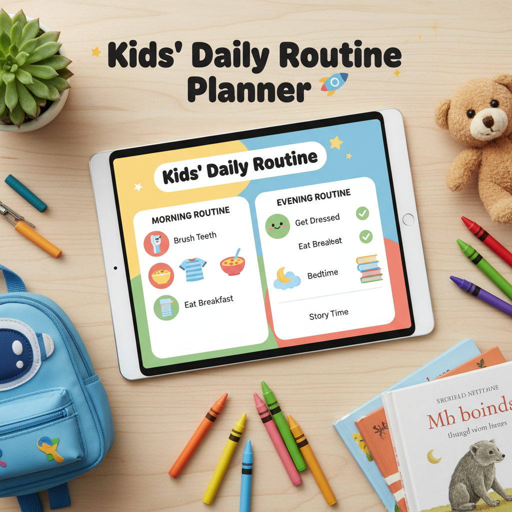 Kids' Daily Routine Planner Mockup