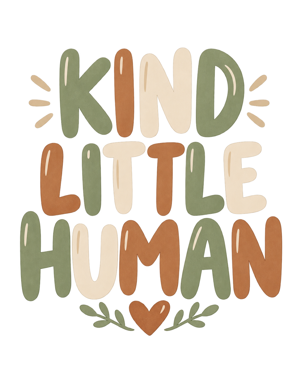 PrintFlowStudio Kind Little Human baby bodysuit artwork