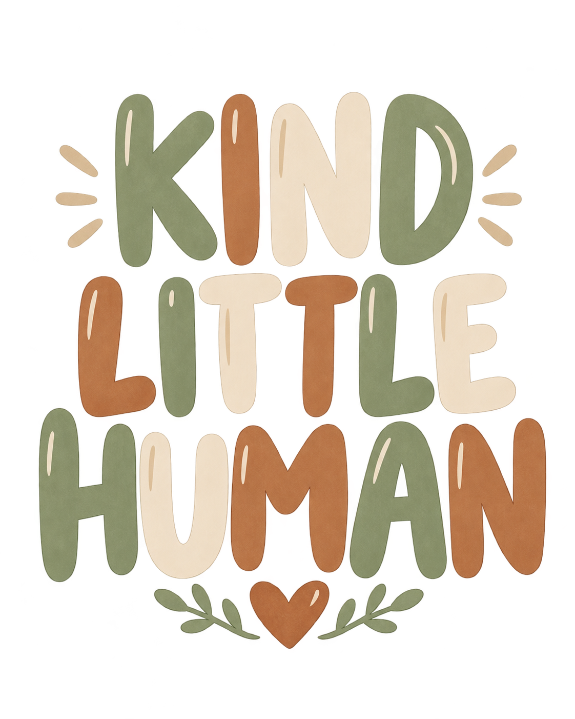 PrintFlowStudio Kind Little Human baby bodysuit artwork