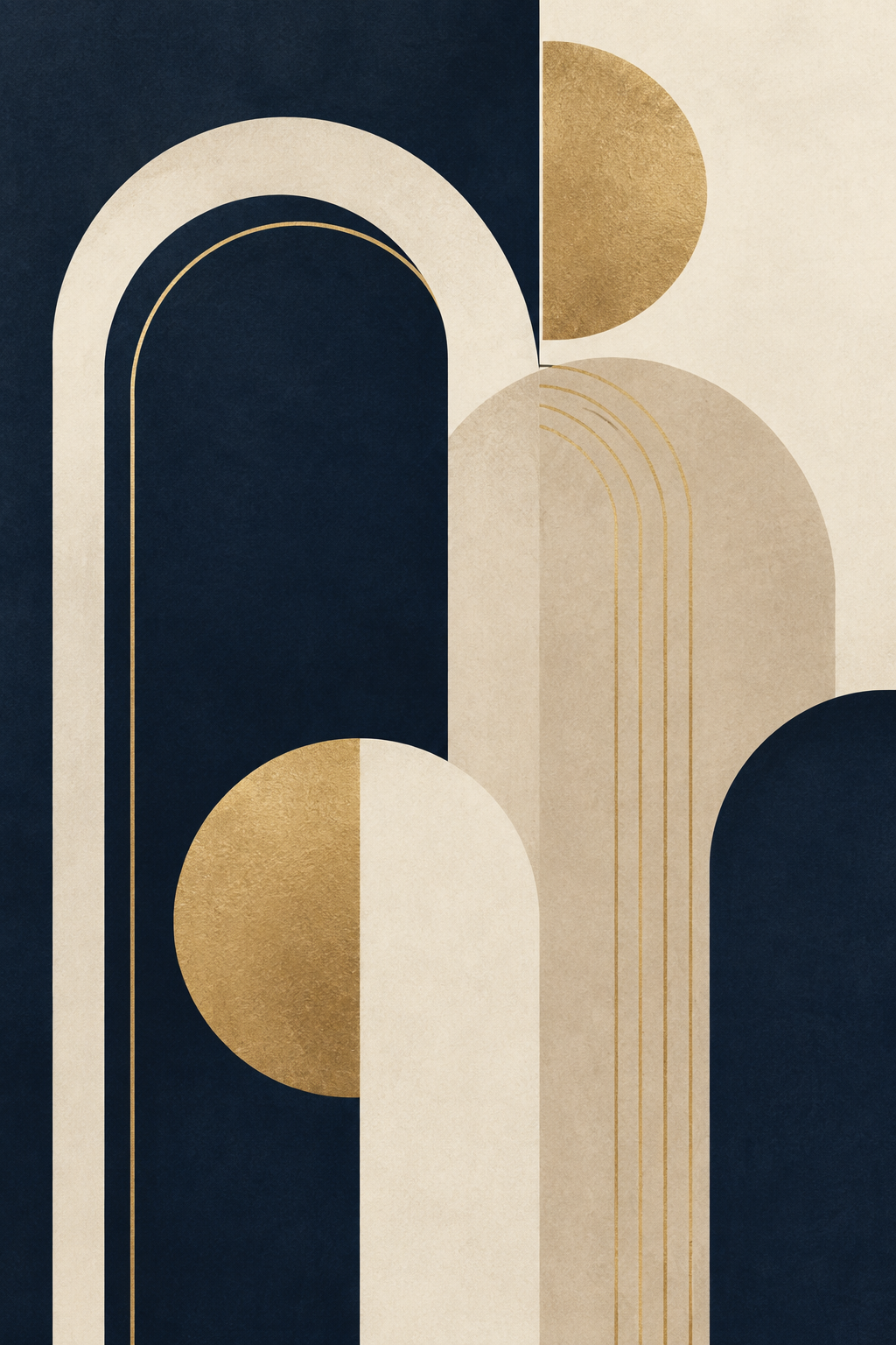 Navy and gold geometric wall art