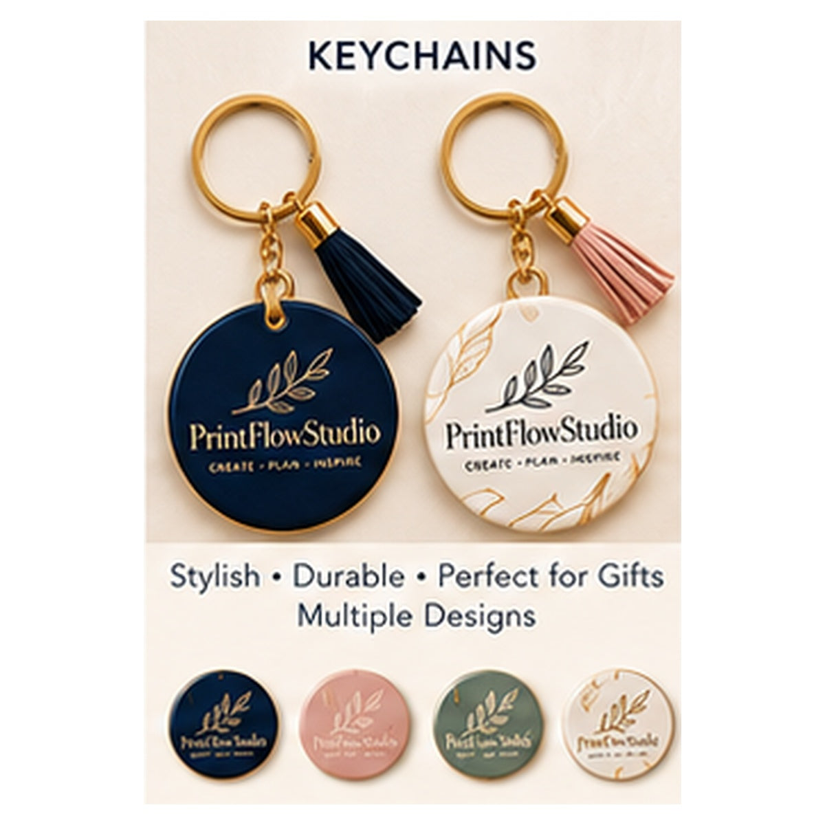 PrintFlowStudio keychain product showcase