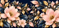 Print design preview: Navy and gold with blush pink blossoms