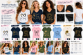 PrintFlowStudio women's short-sleeve V-neck T-shirt styles designs colors and size guide